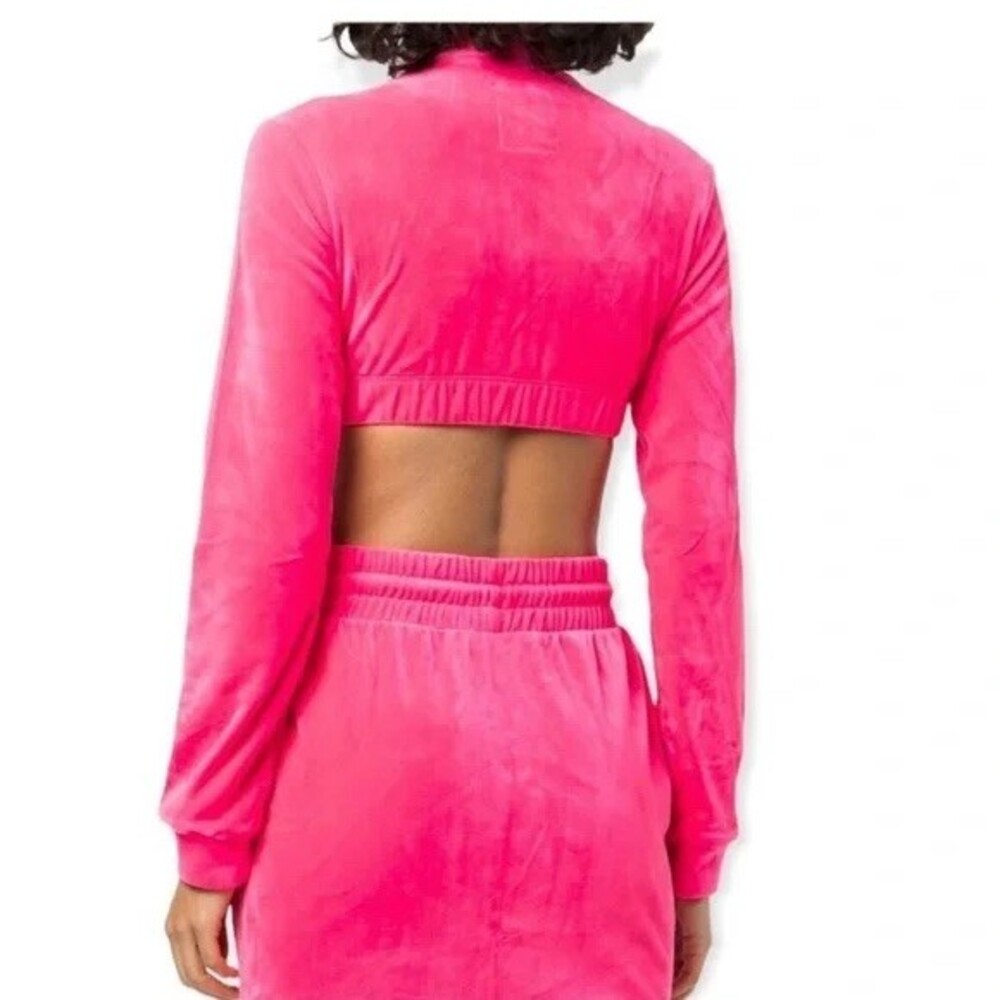 Adidas x Jeremy Scott Cropped Bustier Pink Velour Zip Track Jacket New Preppy, S - Picture 3 of 15
